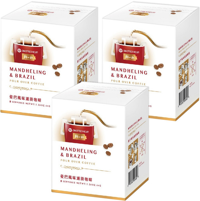 鮮一杯 曼巴風味濾掛咖啡, 9g, 8包, 3盒