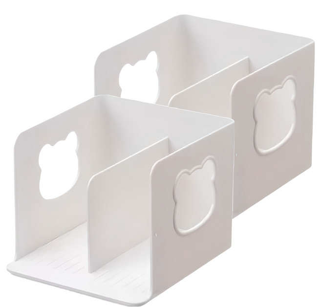 FAmILyLIFE 生活 可愛小熊雙槽兒童書架 A-171-W 310g 2個, 白色, 2層, 1組