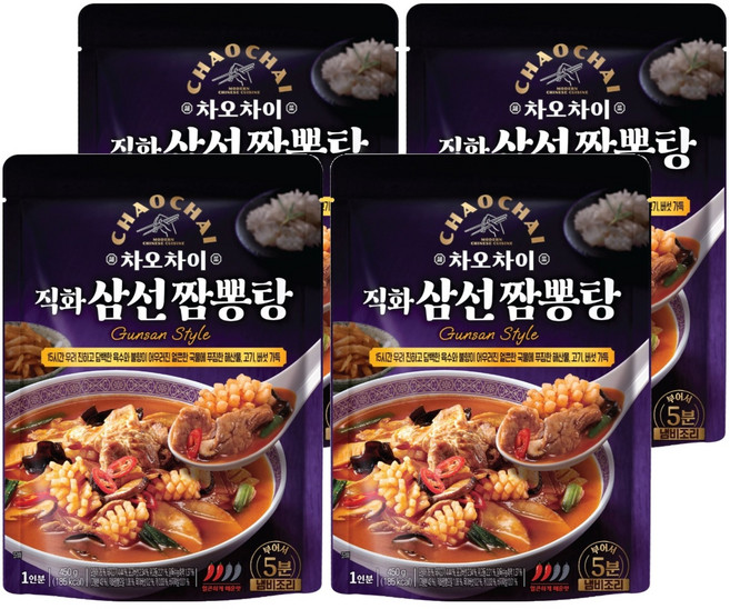차오차이 직화 삼선 짬뽕탕, 450g, 4개