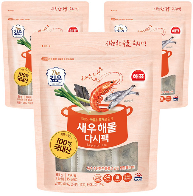 Haepyo 蝦子海鮮高湯包, 90g, 3個
