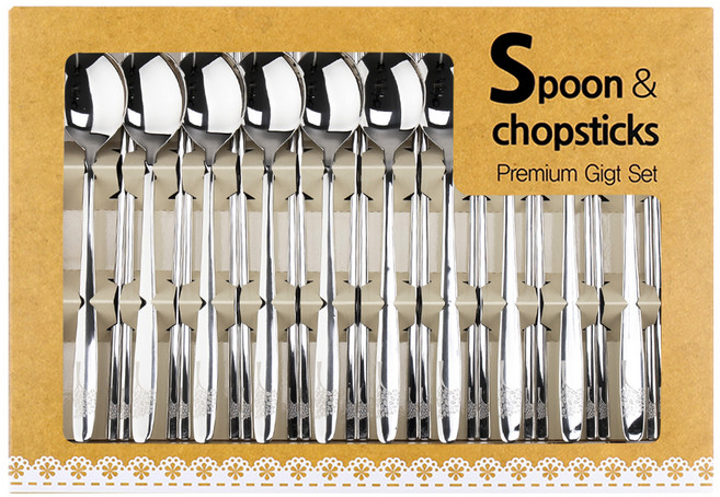 블룸엣홈 블루엣홈 해피트리 레이저 10벌 수저세트, 1세트, 숟가락 10p + 젓가락 10p