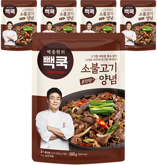 빽쿡 백종원의 소불고기양념, 160g, 5개