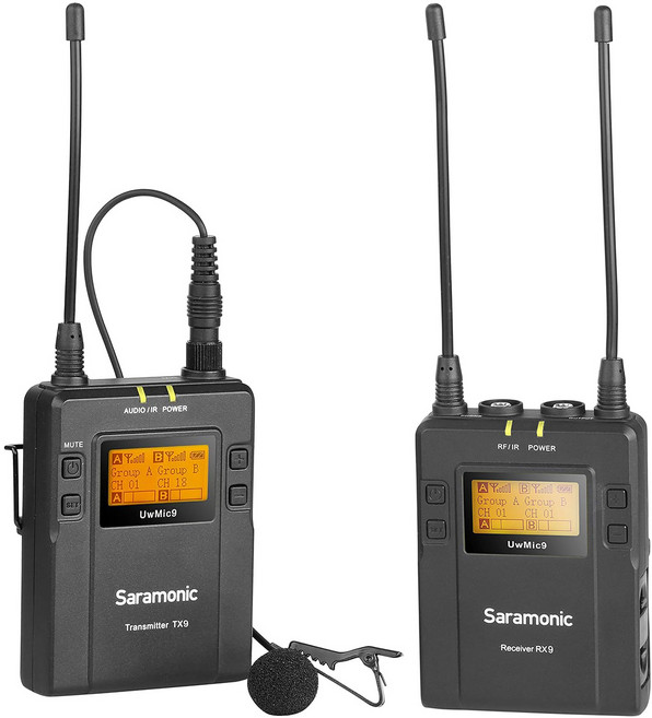 Saramonic 楓笛 UwMic9 Kit1 一對一 無線麥克風套裝, RX9+TX9, 黑色