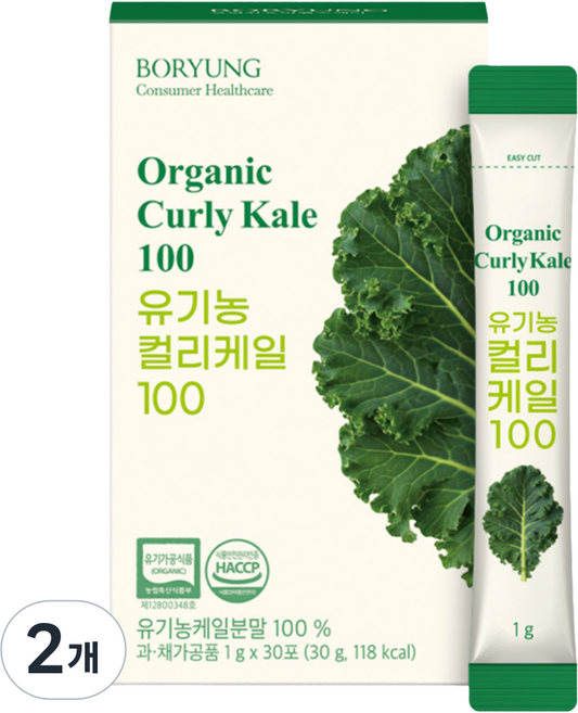 Boryung 有機羽衣甘藍100粉末 30入, 2個, 30g