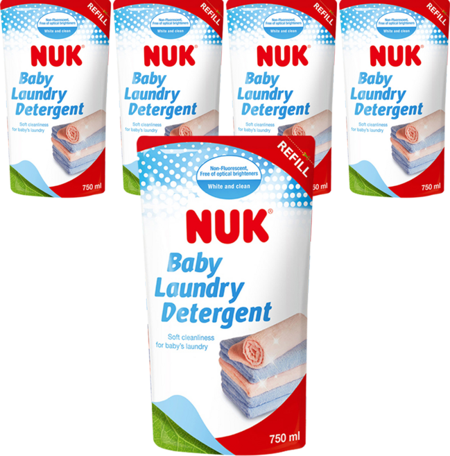 NUK 嬰兒洗衣精補充包 750ml 無螢光劑添加 無化學殘留 無需額外柔順劑, 5包