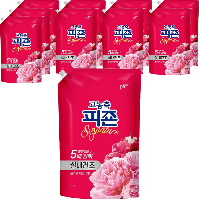 피죤 고농축 실내건조 시그니처 플라워페스티벌 섬유유연제 리필, 1.7L, 10개
