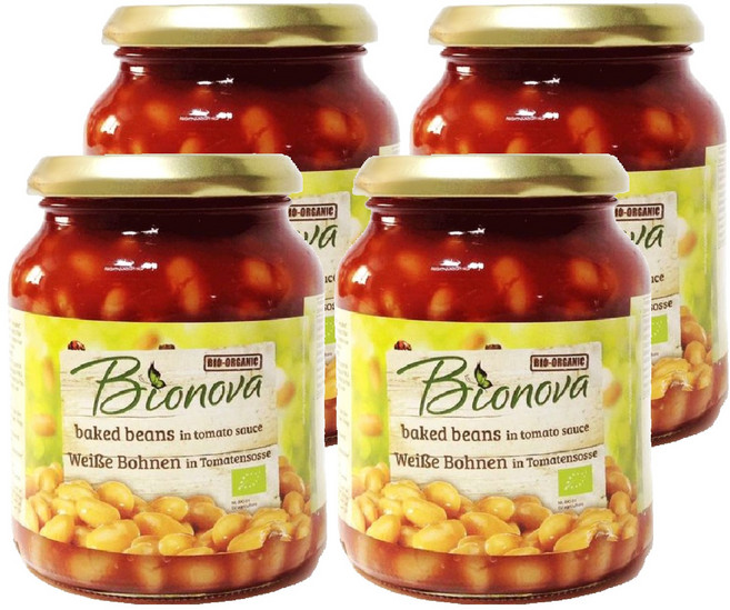 바이오노바 유기농 베이크드 빈 인 토마토소스, 4개, 340g