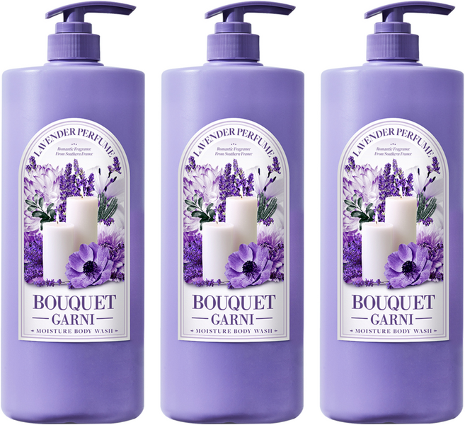부케가르니 모이스처 바디워시 라벤더퍼퓸, 1.5L, 3개