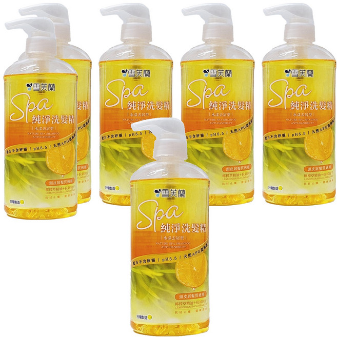 雪芙蘭 SPA 純淨洗髮精 水漾去屑型 無矽靈 PH5.5, 650g, 6瓶