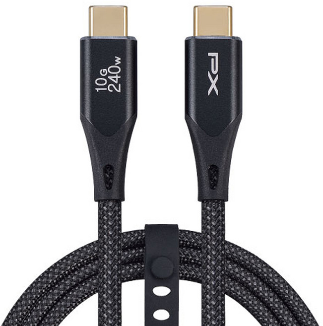 PX 大通 USB 3.2 240W Type-C-C 極速快充傳輸線 支援PD3.1快充 10Gbps超高速 萬次耐插拔測試, 1m, 黑色 + 編織, 1條