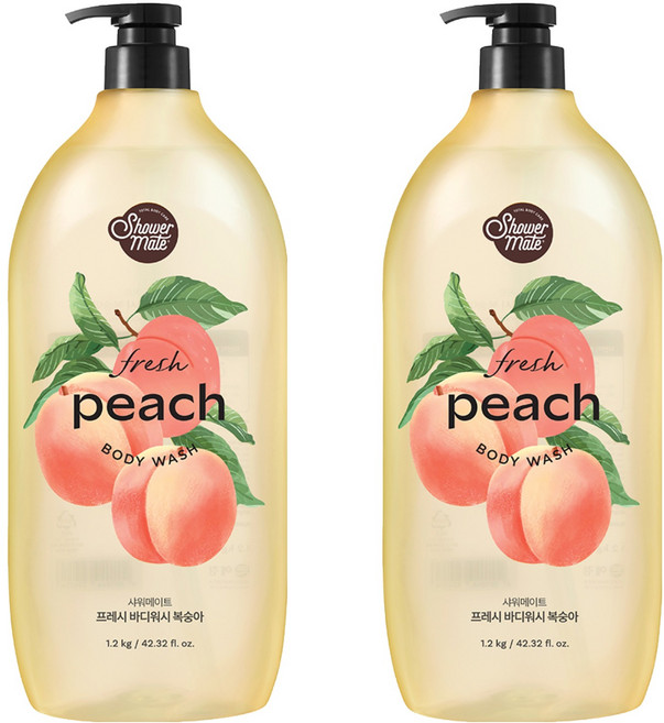 샤워메이트 복숭아 바디워시 과일향, 1.2kg, 2개