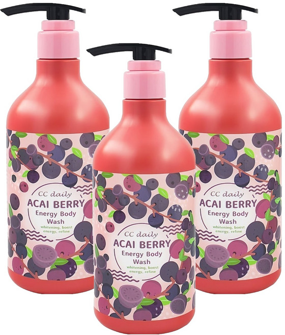台塑生醫 CC Daily SUPER FOOD巴西莓果能量沐浴乳 極品瑩, 580g, 3瓶