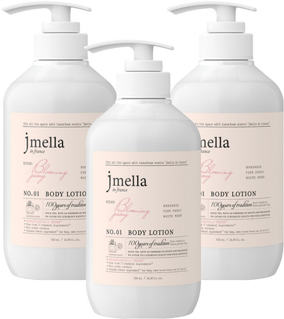 jmella 花園舞會香氛身體乳液 No.01 Blooming Peony, 500ml, 3瓶
