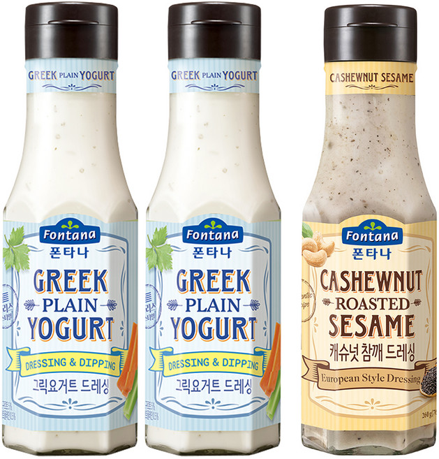 폰타나 그릭 요거트 드레싱 270g 2p + 캐슈넛 참깨 드레싱 260g, 1세트