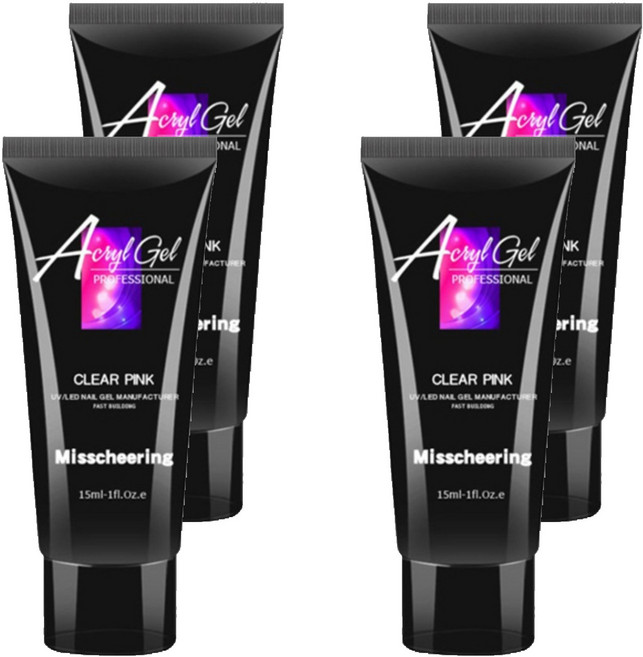 미스치어링 스위스녹스 손톱 연장 재료 베이직 폴리젤 15ml, 클리어핑크, 4개