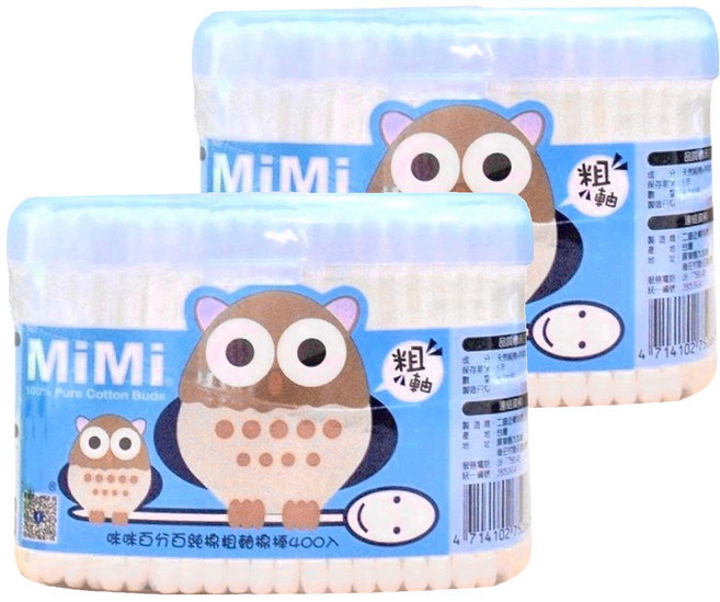 MiMi 咪咪 純棉 粗軸棉棒 400支 台灣製, 2盒