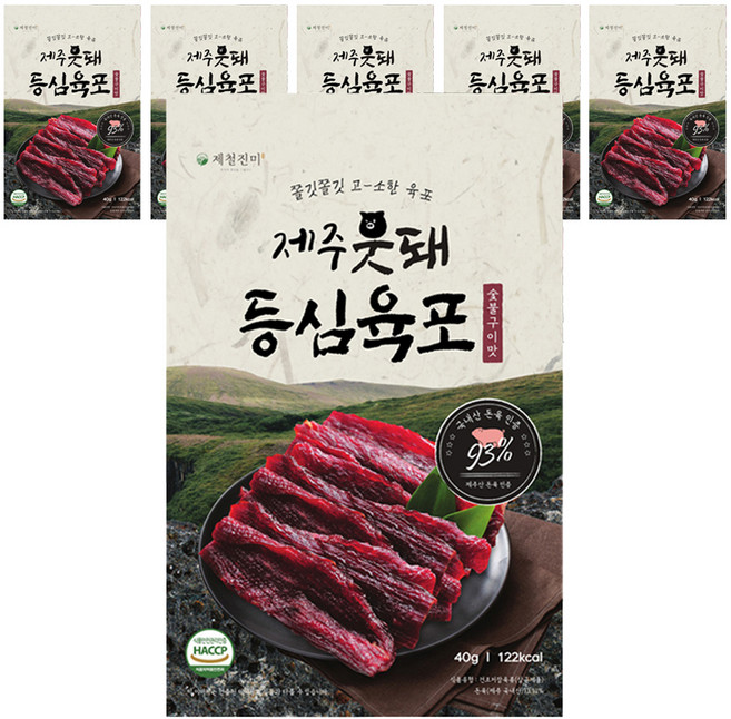제철진미 제주 웃돼 등심육포, 40g, 6개
