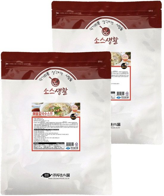 소스생활 해물칼국수 스프, 2개, 1kg