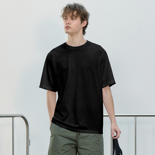 베이직하우스 아스킨 세미 오버핏 라운드넥 반팔 티셔츠 LZTS3113