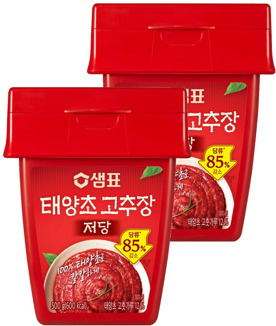 샘표 저당 태양초 고추장, 500g, 2개