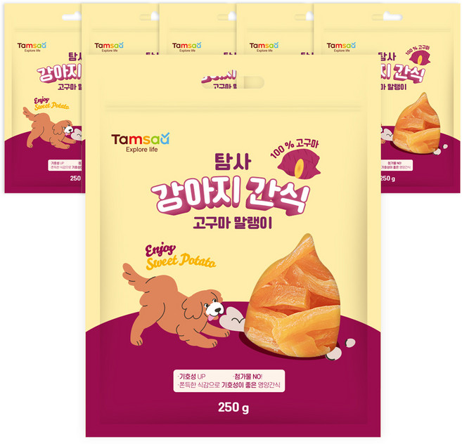 탐사 강아지 간식 고구마 말랭이, 250g, 6개