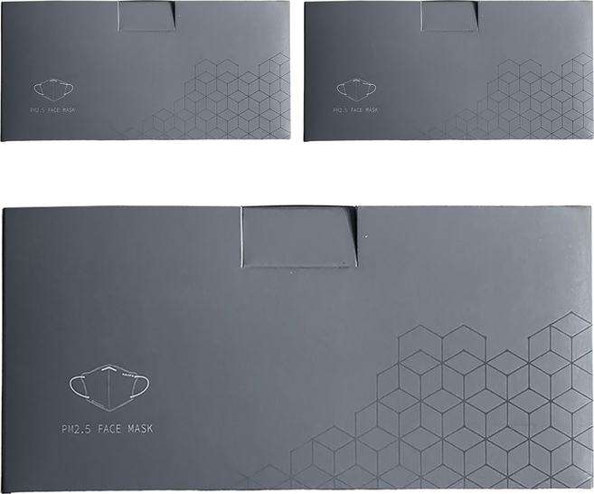 HAOFA 氣密型高階PM2.5防護口罩 M, 霧黑色, 30片, 3盒