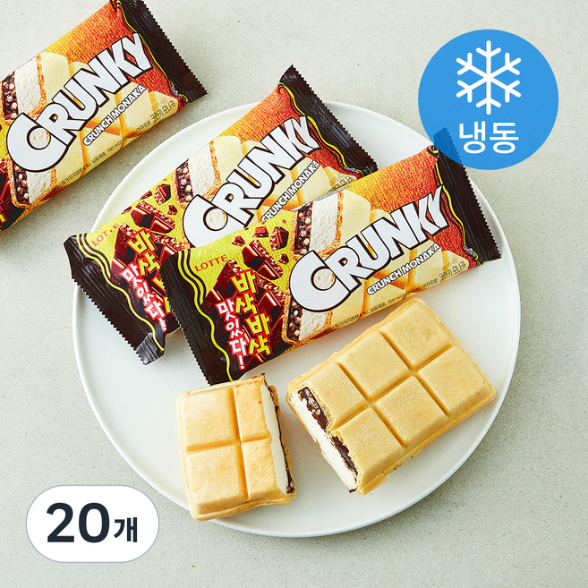롯데웰푸드 바삭바삭 크런키 모나카 (냉동), 20개, 1개입, 150ml