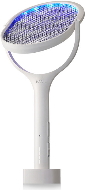 한일전기 LED 회전형 원버튼 시그니처 전기모기채 V2, 크림화이트