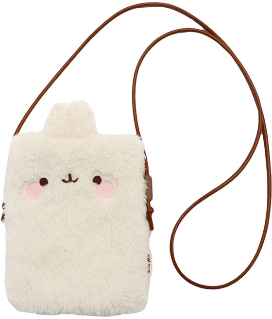 MOLANG 萌浪兔 毛絨手機袋, 萌浪大臉 白色, 1個