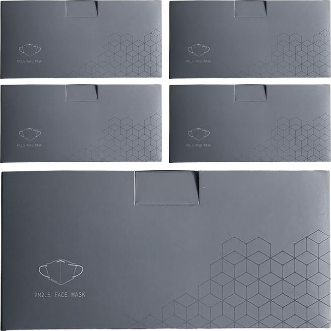 HAOFA 氣密型高階PM2.5防護口罩 M, 霧黑色, 30片, 5盒