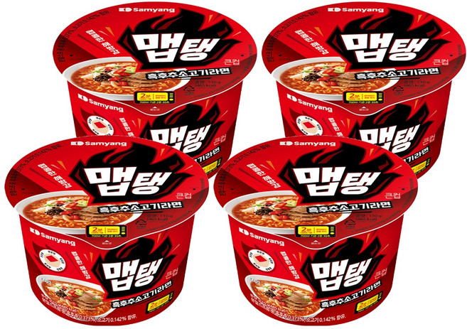 맵탱 큰컵 흑후추 소고기라면 110g, 4개