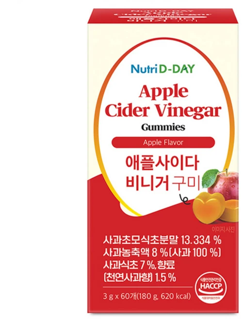 뉴트리디데이 애플사이다 비니거 구미 60개입, 180g, 1개 - 쿠팡