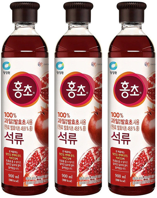 홍초 음용식초 석류, 900ml, 3개