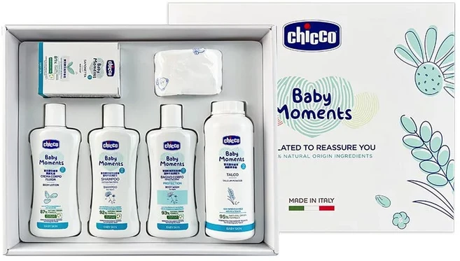 Chicco 寶貝嬰兒植萃沐浴護膚質感禮盒 金盞花萃取 甘油 維生素原B5, 1盒