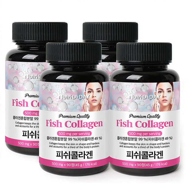 뉴트리디데이 프리미엄 피쉬 콜라겐 타블렛, 90정, 4개