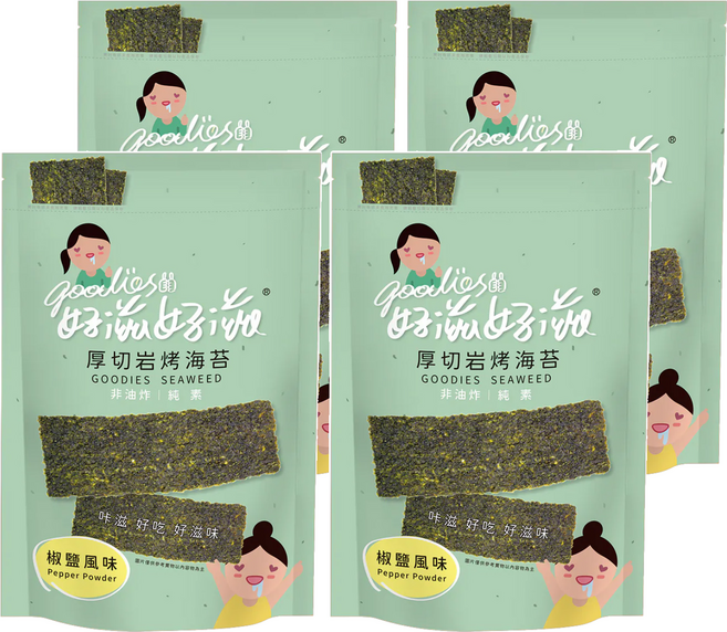 goodies 好滋好滋 厚切岩烤海苔 椒鹽口味, 45g, 4包
