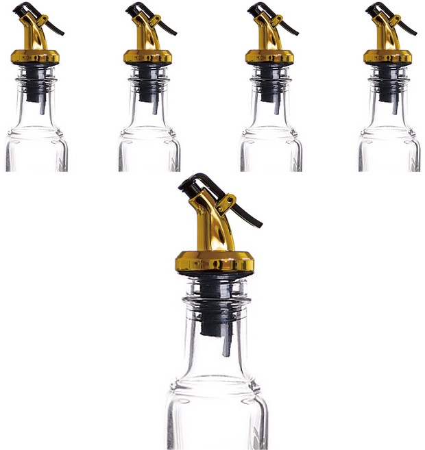 실리콘 푸어러 j형 병마개, 유광골드, 5개