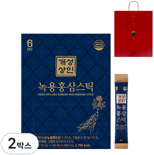 Gaeseongsangin 鹿茸紅蔘條+購物袋, 10ml, 2盒