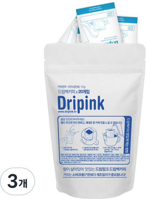 드립핑크 에티오피아 예가체프 드립백 커피 산미강함, 10g, 3개, 20개입