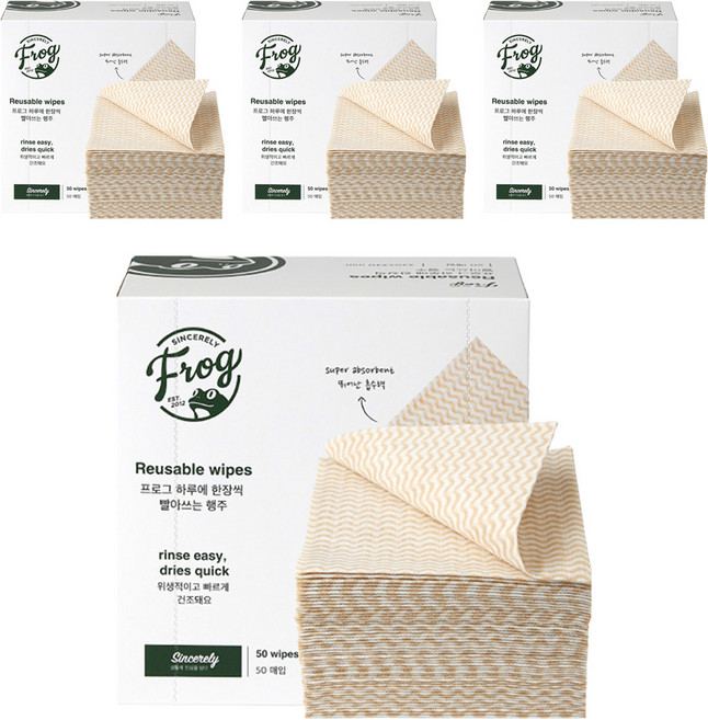 프로그 하루에 한장씩 빨아쓰는 행주, 50개입, 4개
