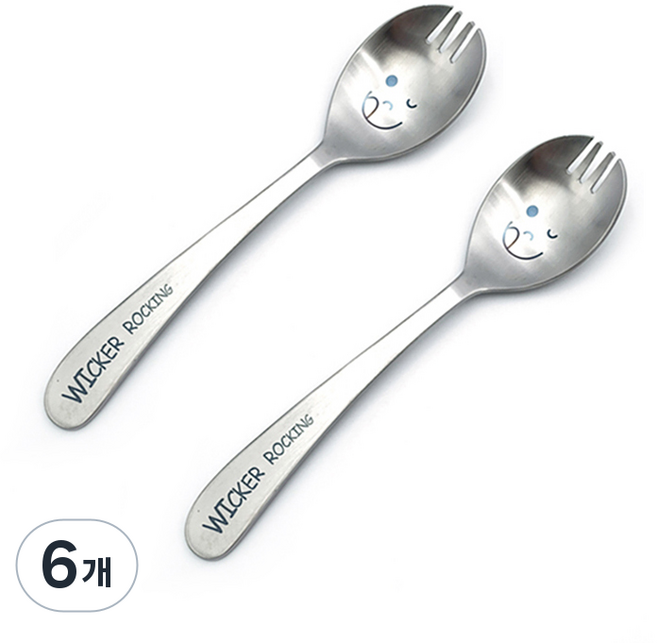 윙커 스텐 도시락 스푼, 혼합색상, 단품, 6개