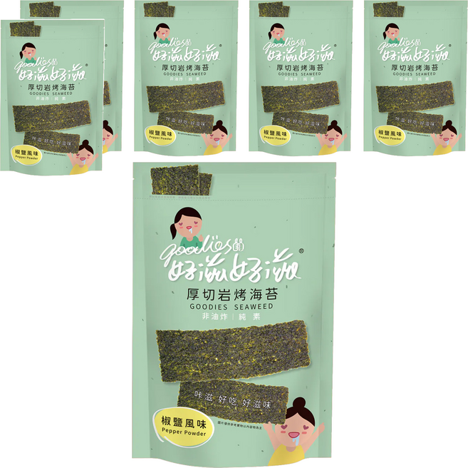 goodies 好滋好滋 厚切岩烤海苔 椒鹽口味, 45g, 6包
