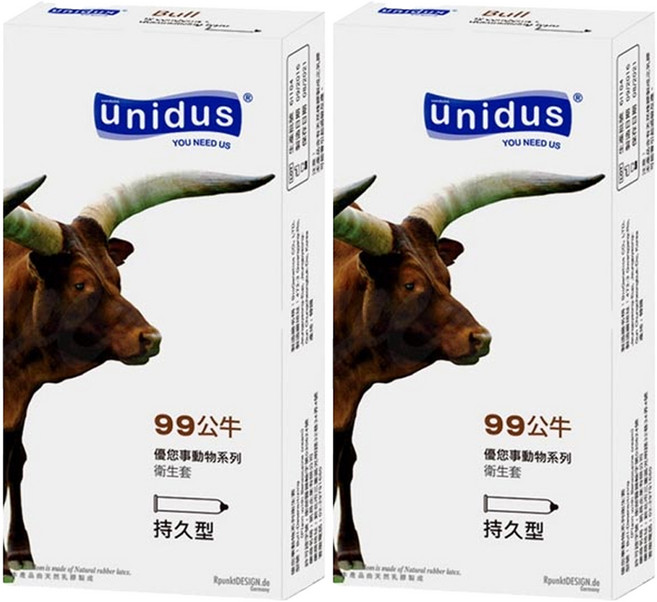 unidus 優您事 動物系列 99公牛持久型衛生套, 12個, 2盒