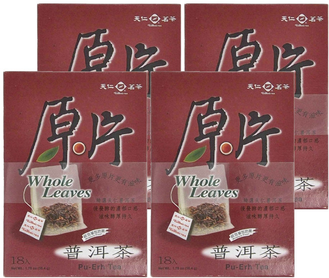天仁茗茶 原片普洱茶, 2.8g, 18包, 4盒