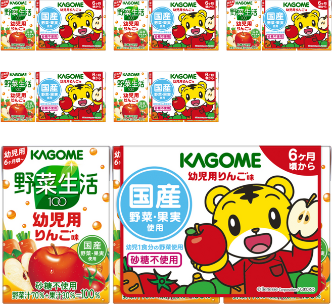 KAGOME 可果美 野菜生活100 幼兒綜合蔬菜蘋果汁, 100ml, 18入