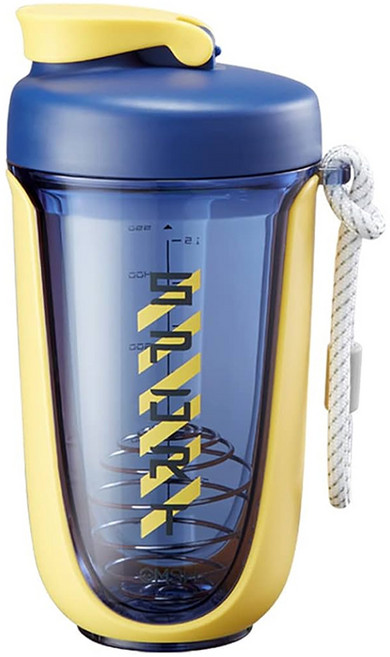 CMSH 可漾 撞色炫彩 健身/運動奶昔搖搖杯 Set 附攪拌球 590mL 豔陽黃, 1個