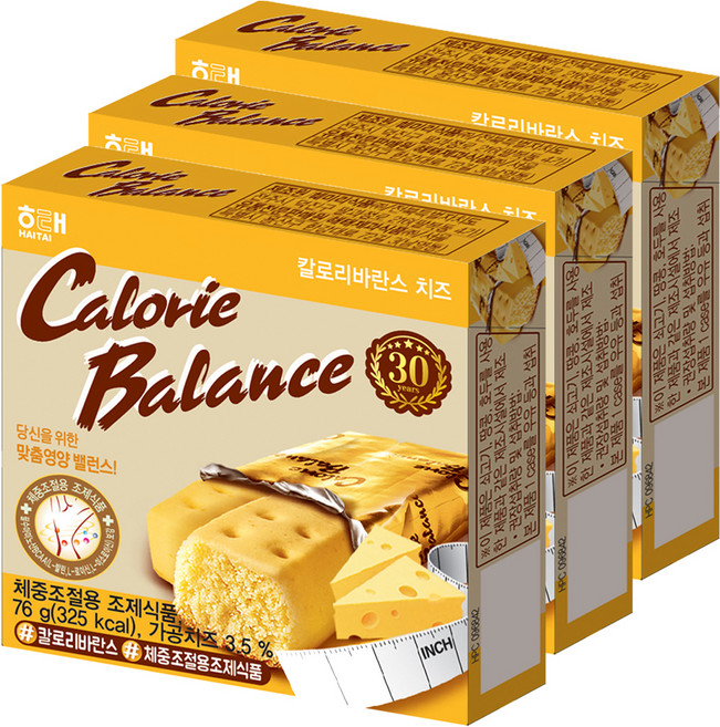 해태제과 칼로리바란스 치즈맛, 76g, 3개