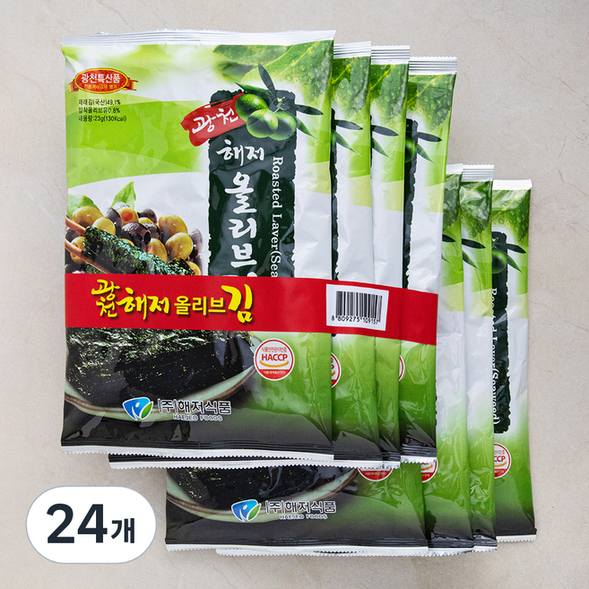 광천 해저 올리브 전장김, 24개, 23g