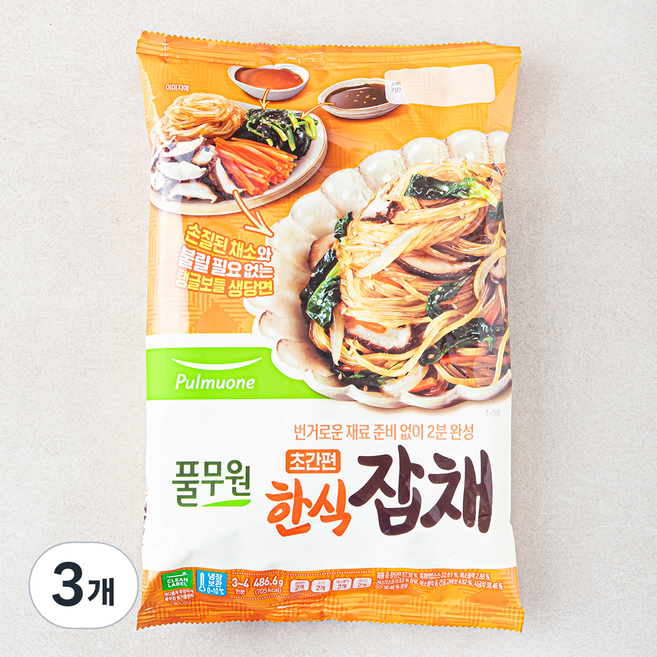풀무원 초간편 한식잡채 3~4인, 486.6g, 3개