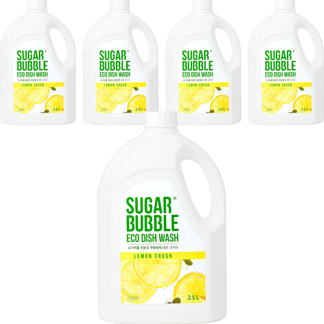 슈가버블 주방세제 레몬 크러쉬, 2.5L, 5개